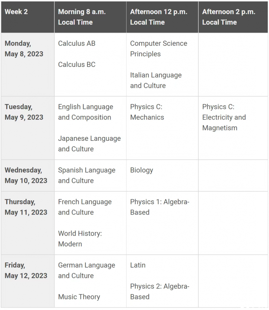 2023年AP考試時間公布，AP什么時候考試呢？
