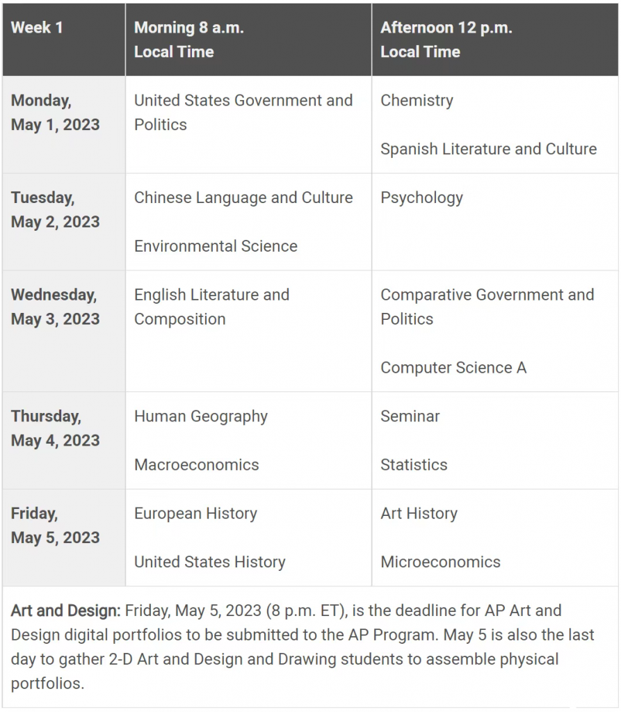 2023年AP考試時間公布，AP什么時候考試呢？